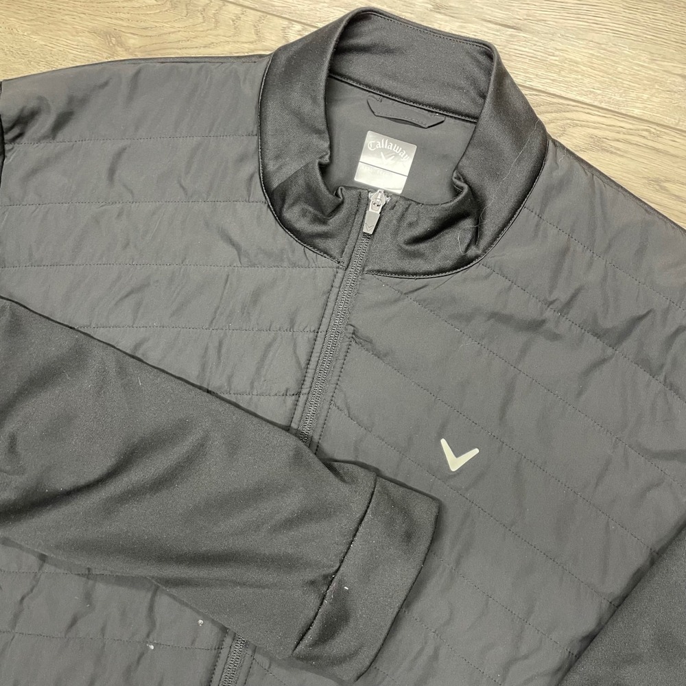 Callaway Golf Jacket Mens XXXL Black Quilted Full Zip Mixed Media Coat